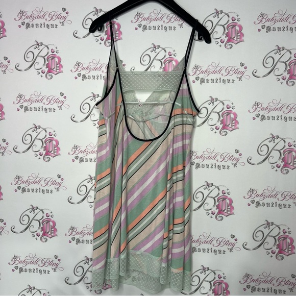 Victoria secret dress striped open back strappy pastel night gown pajamas pj - Picture 2 of 10